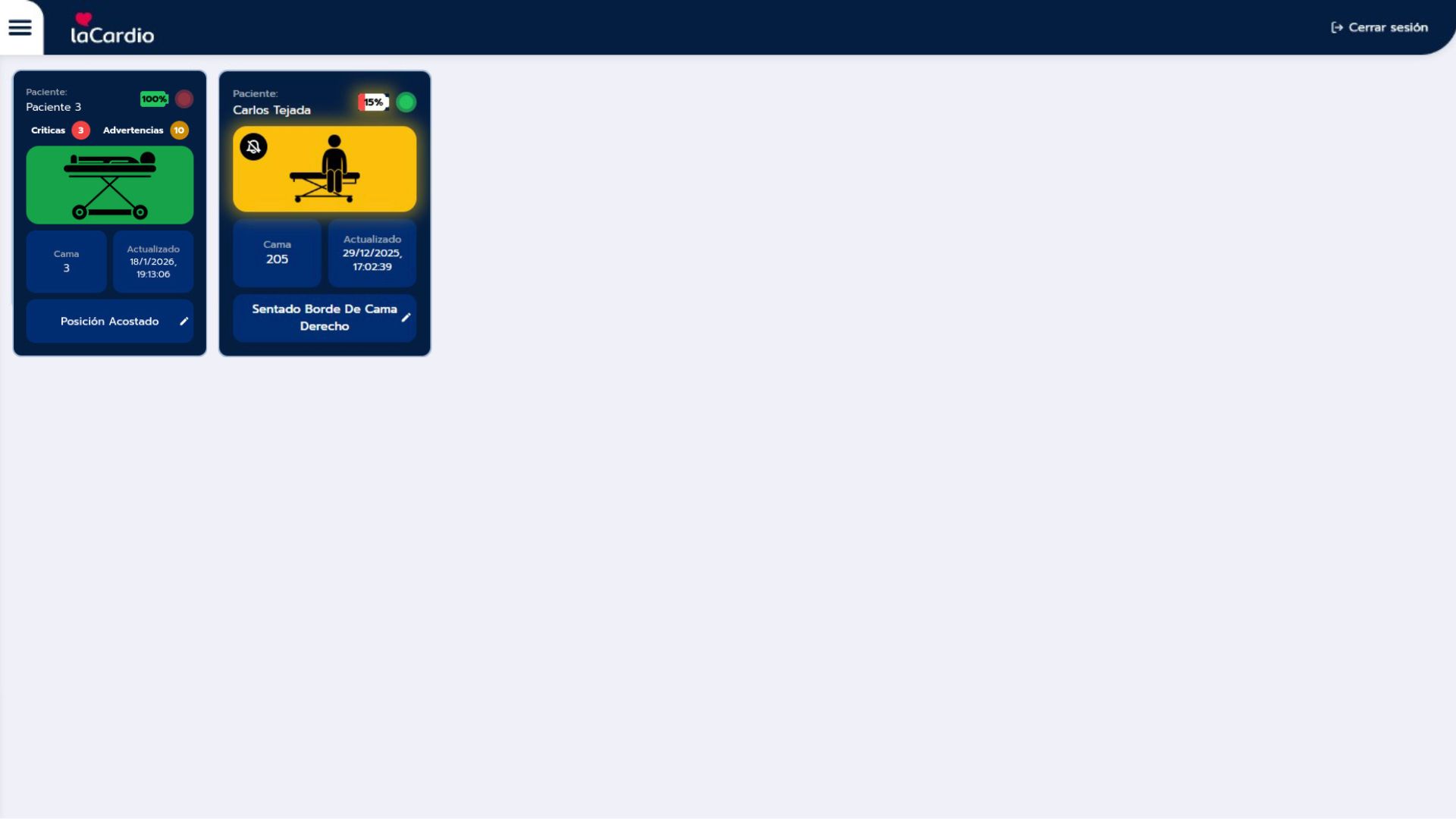 La Cardio dashboard page