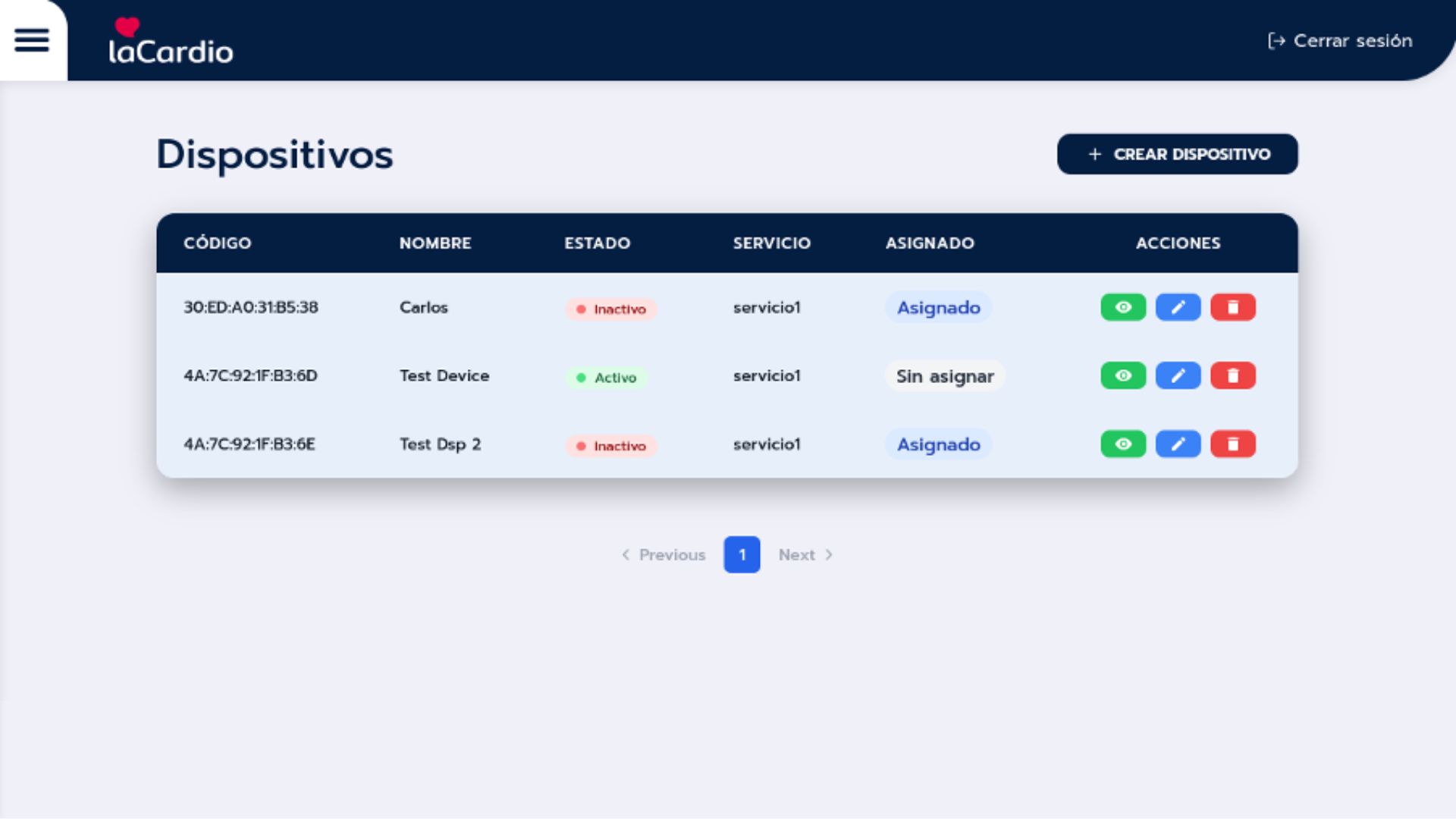La Cardio devices page